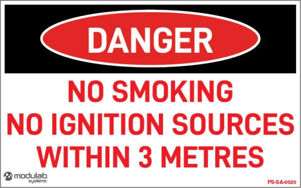 ISG - Danger - No Smoking, no ignition sources within 3 metres