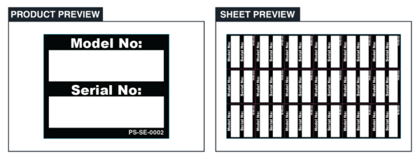 Model Number / Serial Number - Sheet of 18