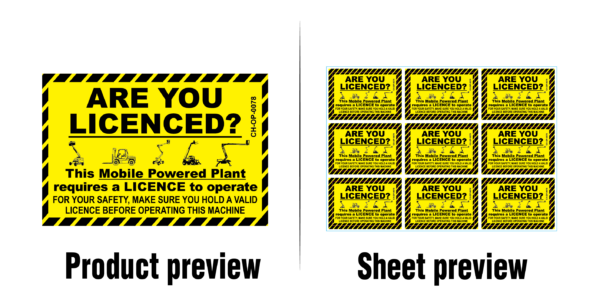 Are You Licensed - Supplied in sheets of 9