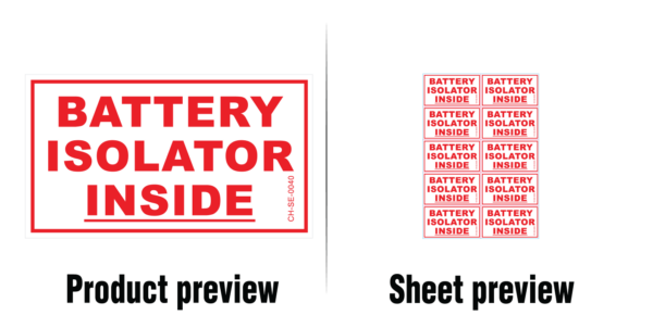 Battery Isolator - Supplied in sheets of 10