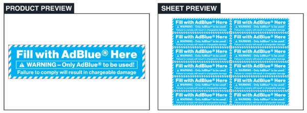 Fill Here With AdBlue - Supplied in Sheets of 12