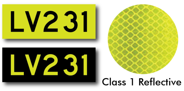 Class 1 Fluoro Yellow Reflective Call Sign