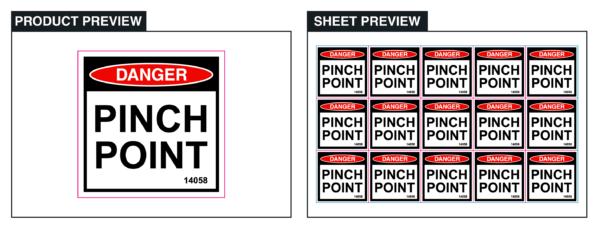 Danger - Pinch Point - Sheet of 15