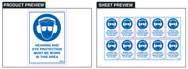 Hearing and Eye Protection Must be worn in this area - sheet of 10