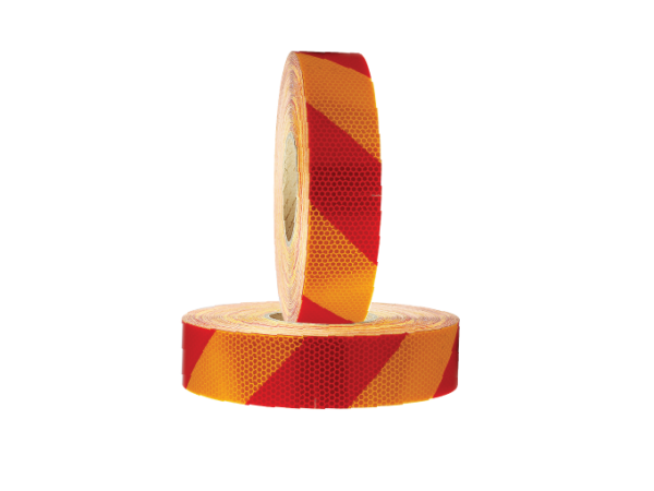 Yellow and Red Striped Class 1 Reflective Tape