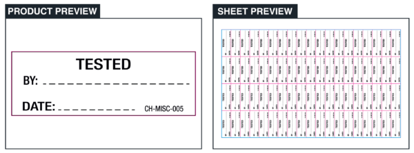 Tested By Date - Supplied in sheets of 76