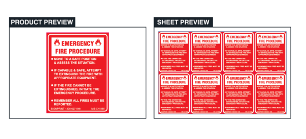 Emergency Fire Procedure - Sheet of 8