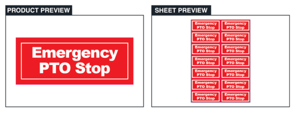 Emergency PTO Stop - Sheet of 14