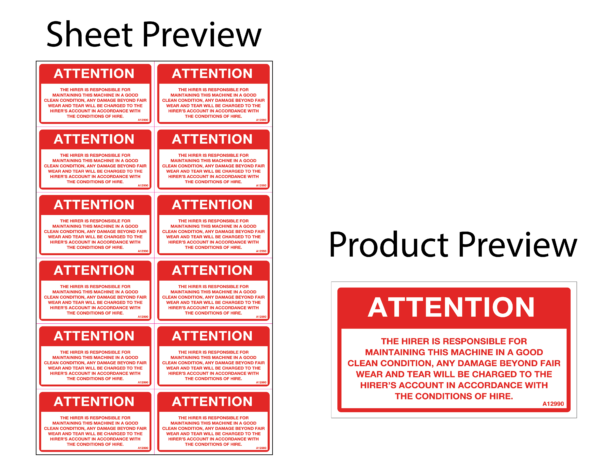 AS-01 THE HIRER IS RESPONSIBLE - Sheet of 12