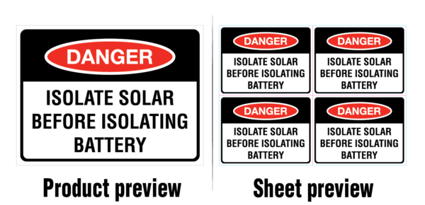 Danger - Isolate Solar Before Isolating Battery