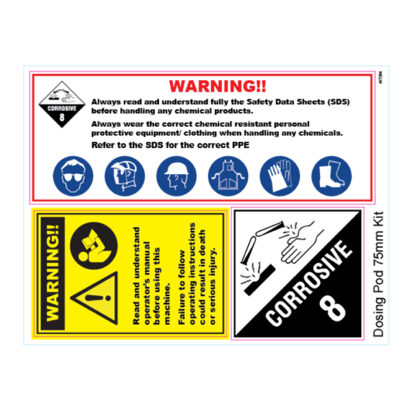 Dosing Pod 75mm Warning Decals