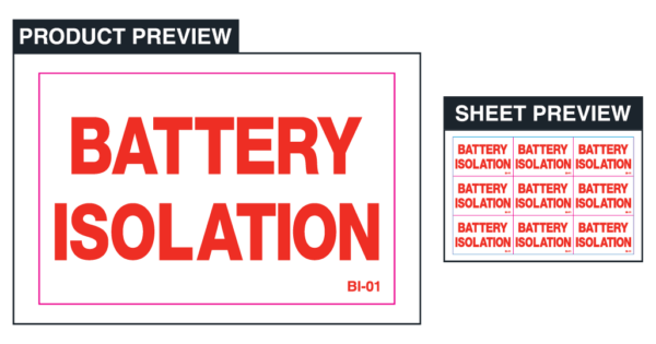 Battery isolation - Sheet of 9