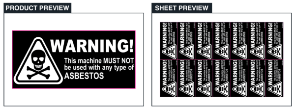 Warning Asbestos - Supplied in sheets of 14