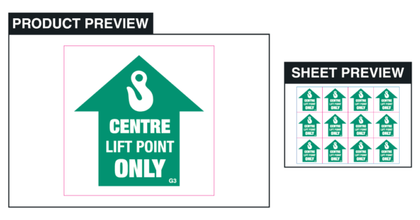 Centre lift point only - Sheet of 12