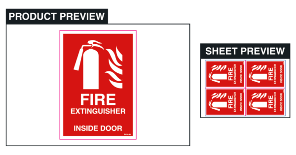 Fire Extinguisher inside door - Sheet of 4