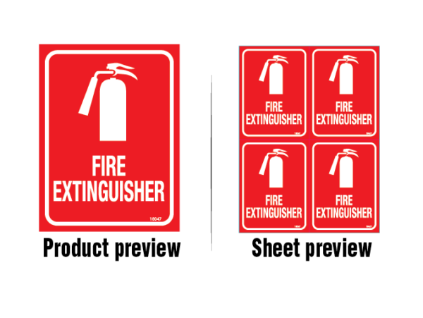 Fire Extinguisher - Sheet of 4