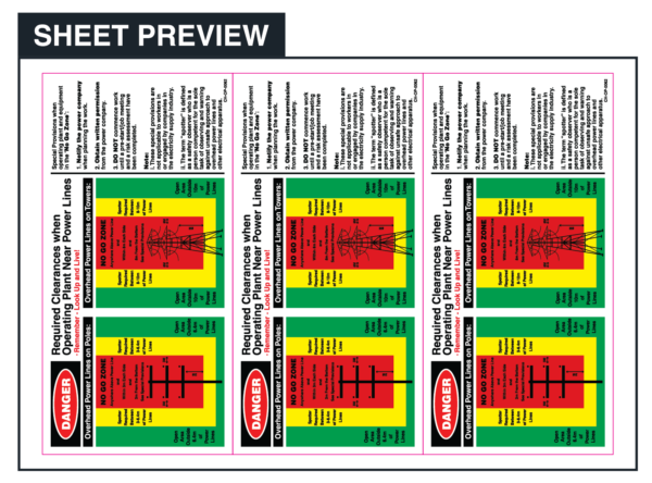 Required Clearances- Power Lines - Supplied in sheets of 3 - Image 2